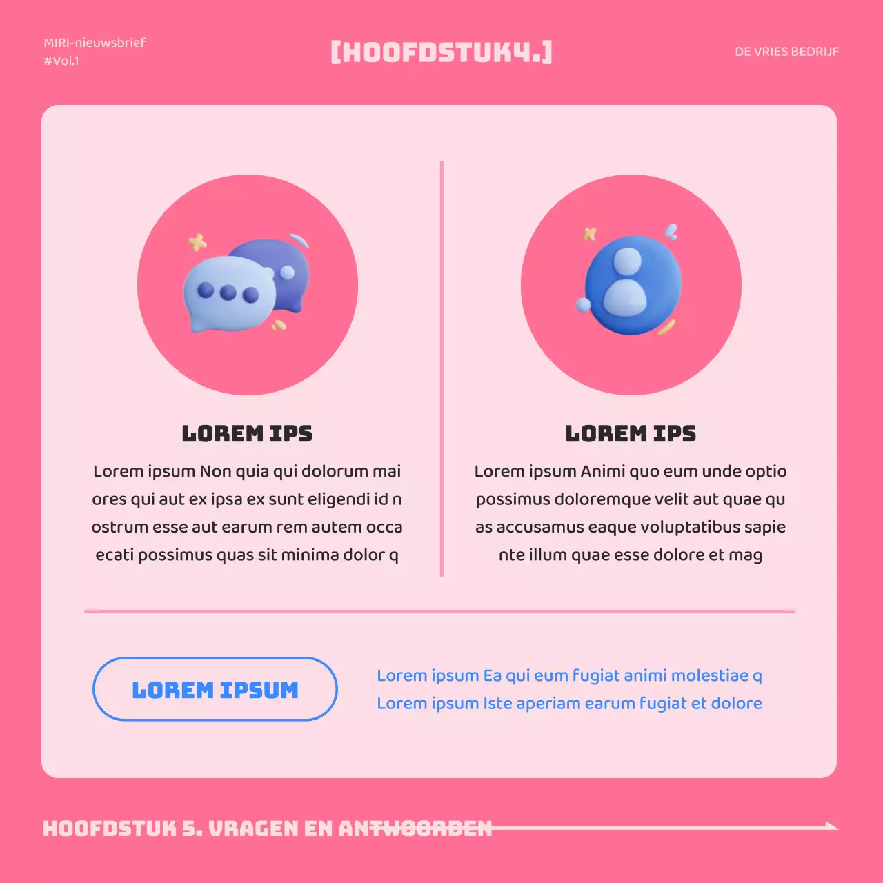 Een eenvoudige roze en blauwe sollicitatiebrief