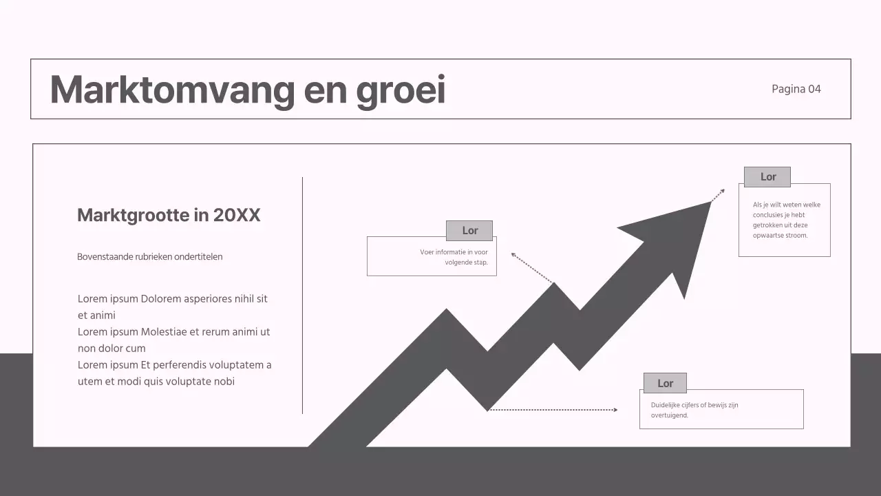 Een modern marktstrategierapport in grijs en roze