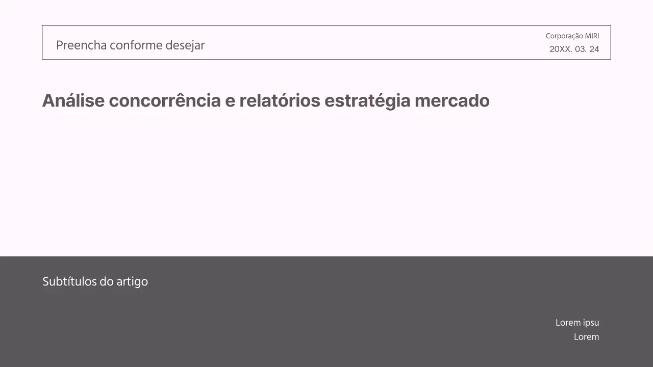 Um relatório de estratégia de mercado moderno em cinzento e cor-de-rosa