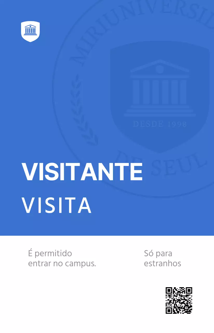 Cartão de visita com o logótipo da escola em azul e branco