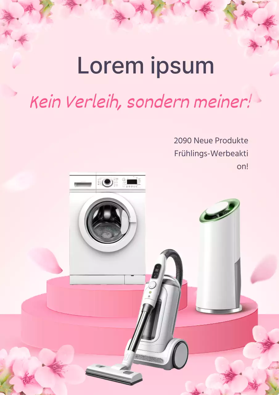 Förderung eines einfachen rosa Frühjahrsausverkaufs von Haushaltsgeräten