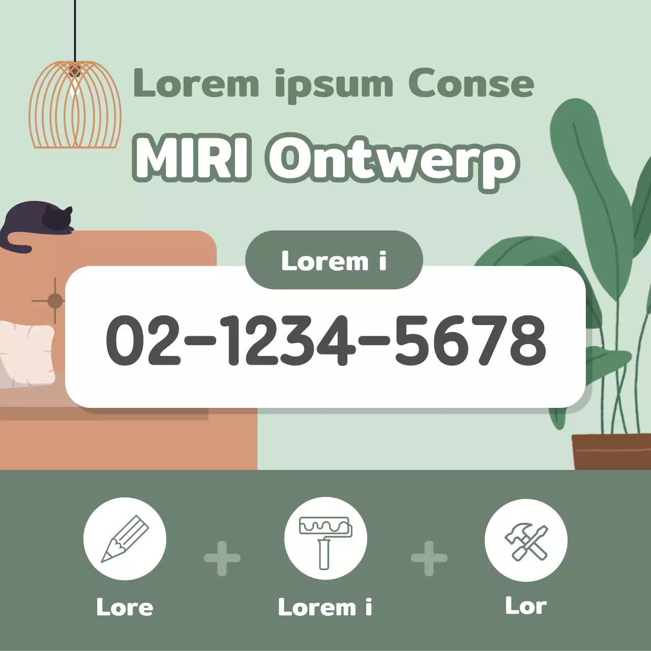 Schattige interieurbouw advertentie met mint achtergrond