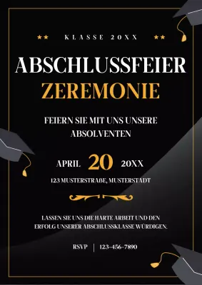 Schwarzer Luxus Graduierung Saison Einladung