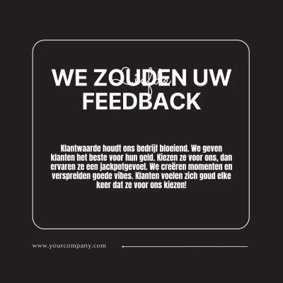 Zwart-wit Minimal Trend Klantenfeedback Promotie