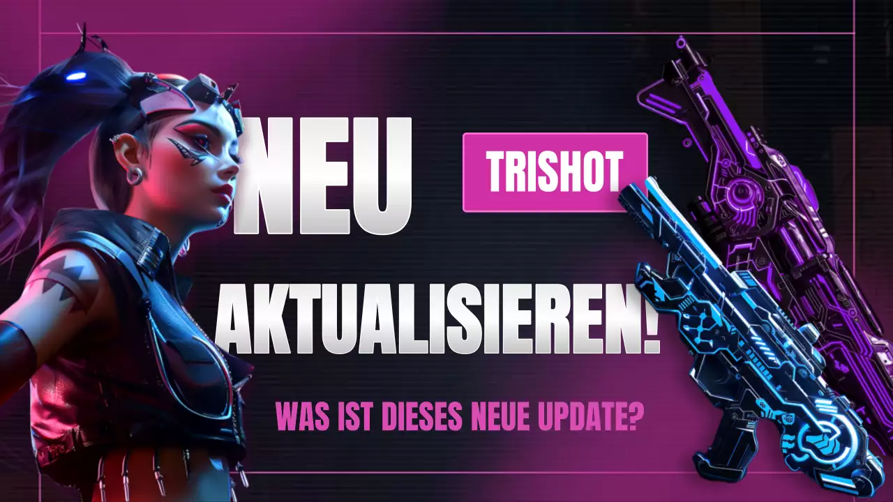 Werben Sie für ein Cyberpunk-inspiriertes Spiel-Update in Pink und Blau