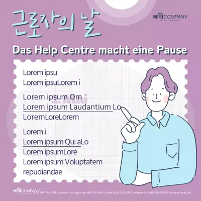 Ein einfacher violetter Hinweis auf die Schließung am Tag der Arbeit