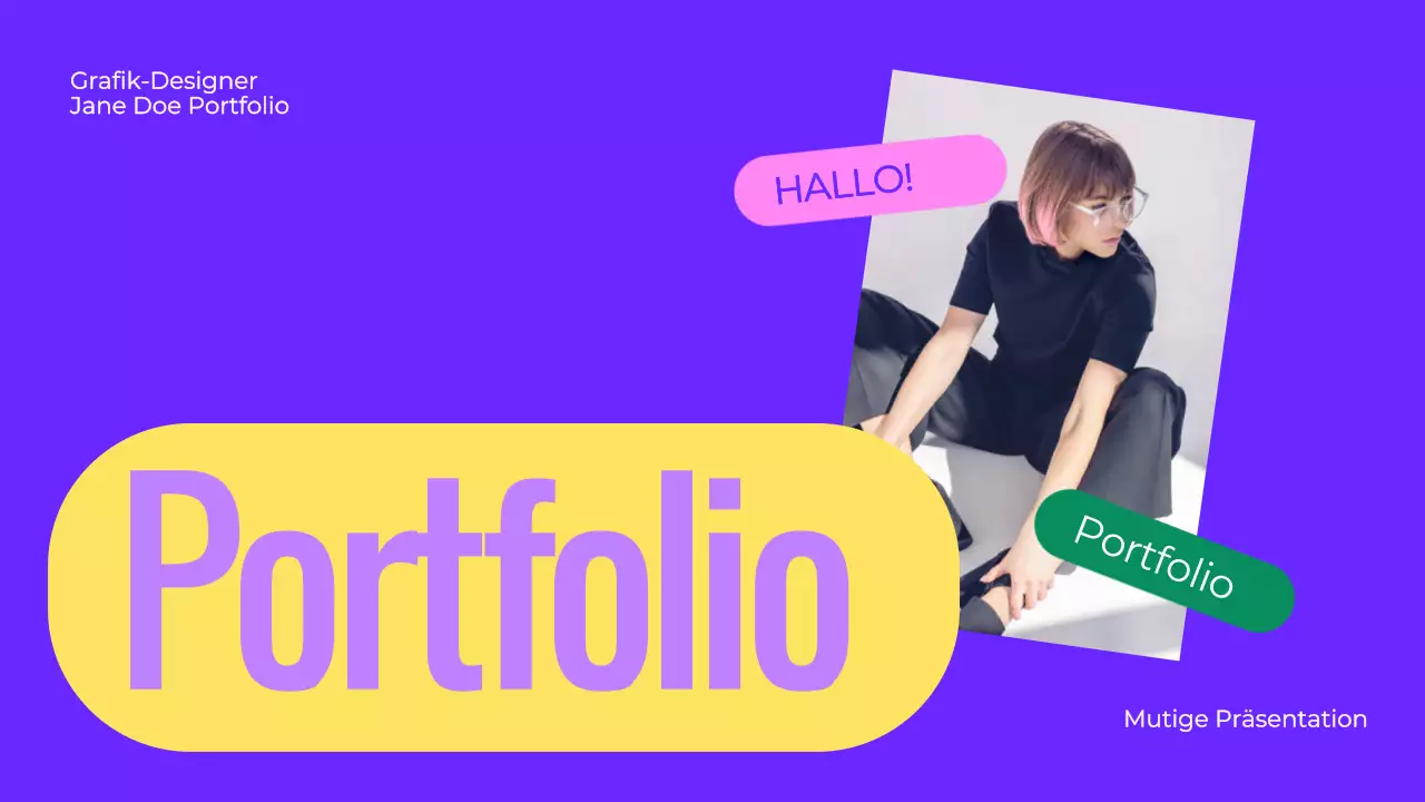 Eine mutige Designmappe in Lila und Gelb