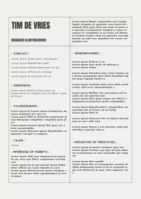 Beige en Grijs Minimal Klant Servicemanager CV Introductie