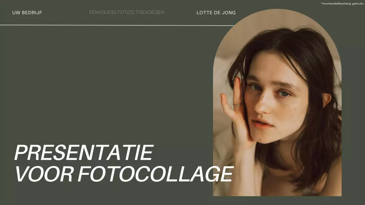 Kaki en wit moderne presentatie voor fotocollage product pitch