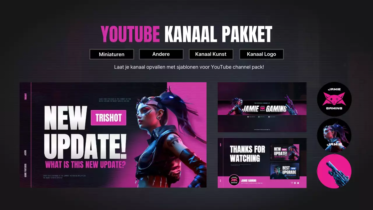 Promoot een op cyberpunk geïnspireerde game-update in hot pink en blauw