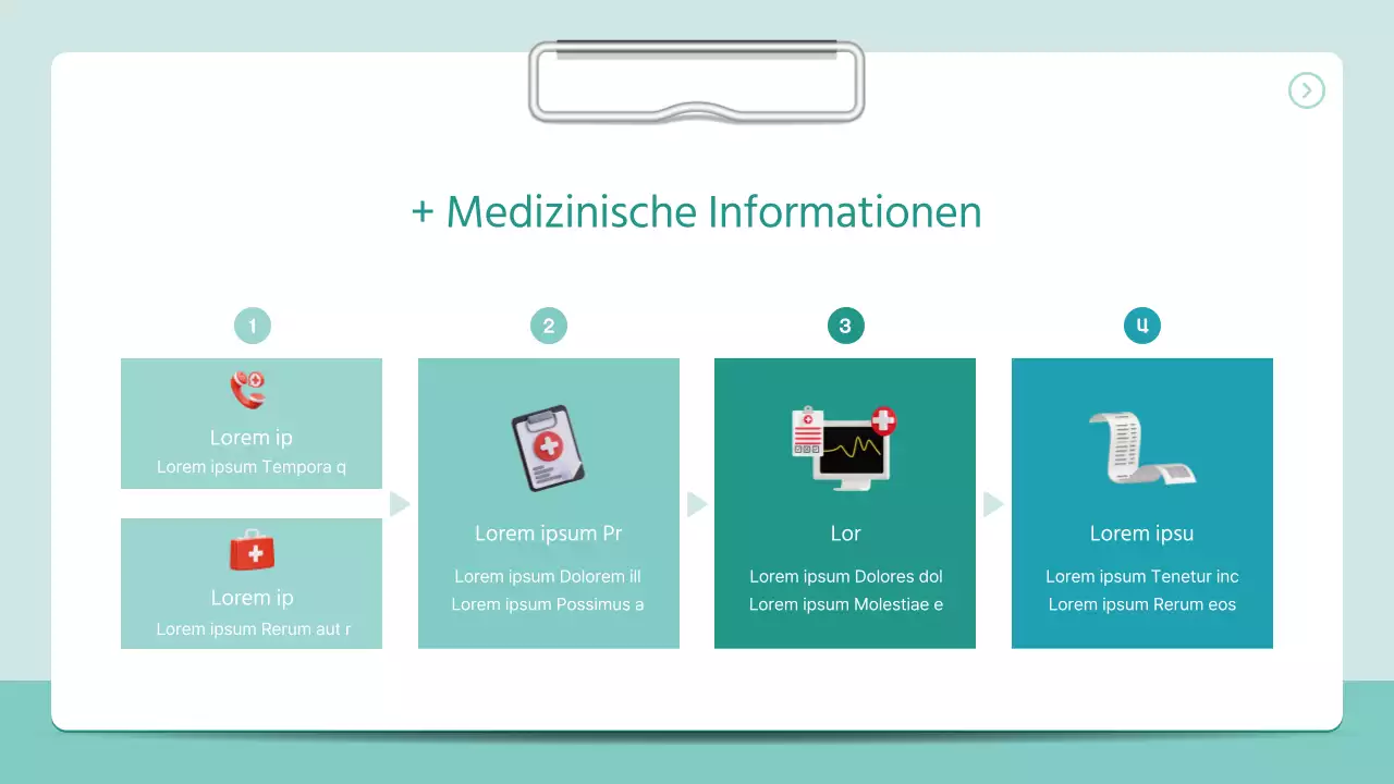 Ein einfacher Krankenhausprospekt im 3D-Ordner-Stil in leuchtenden Farben