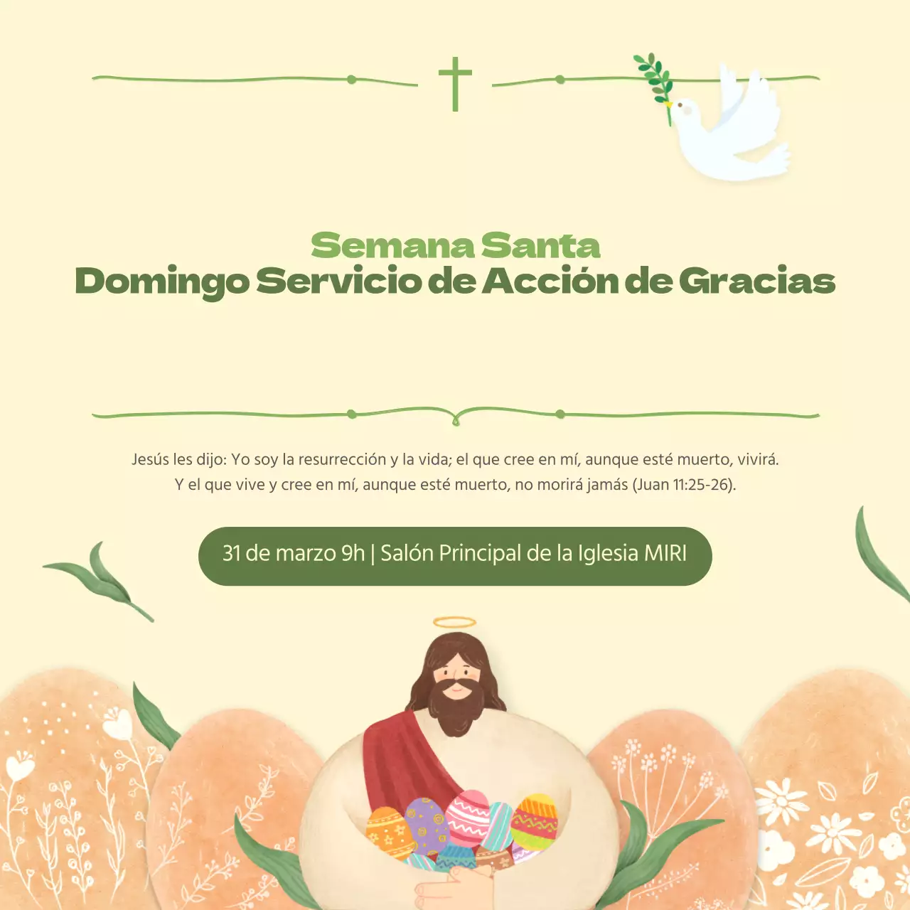Sencillos pregones de Pascua en verde y amarillo
