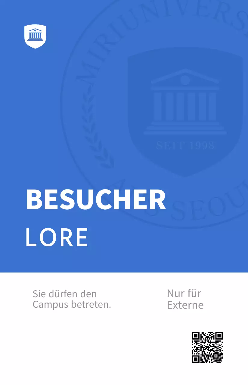 Visitenkarte mit blau-weißem Schullogo