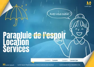 Promouvoir la location de parapluies simples bleu et jaune