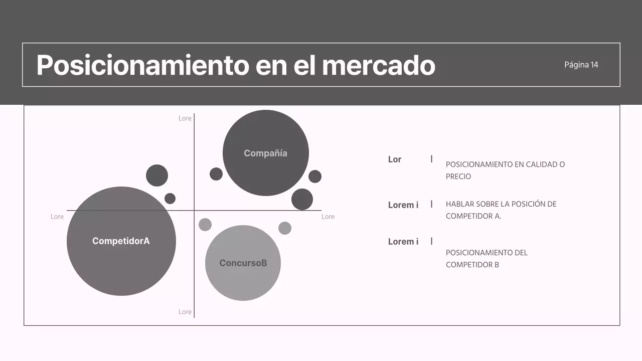 Un moderno informe de estrategia de mercado en gris y rosa