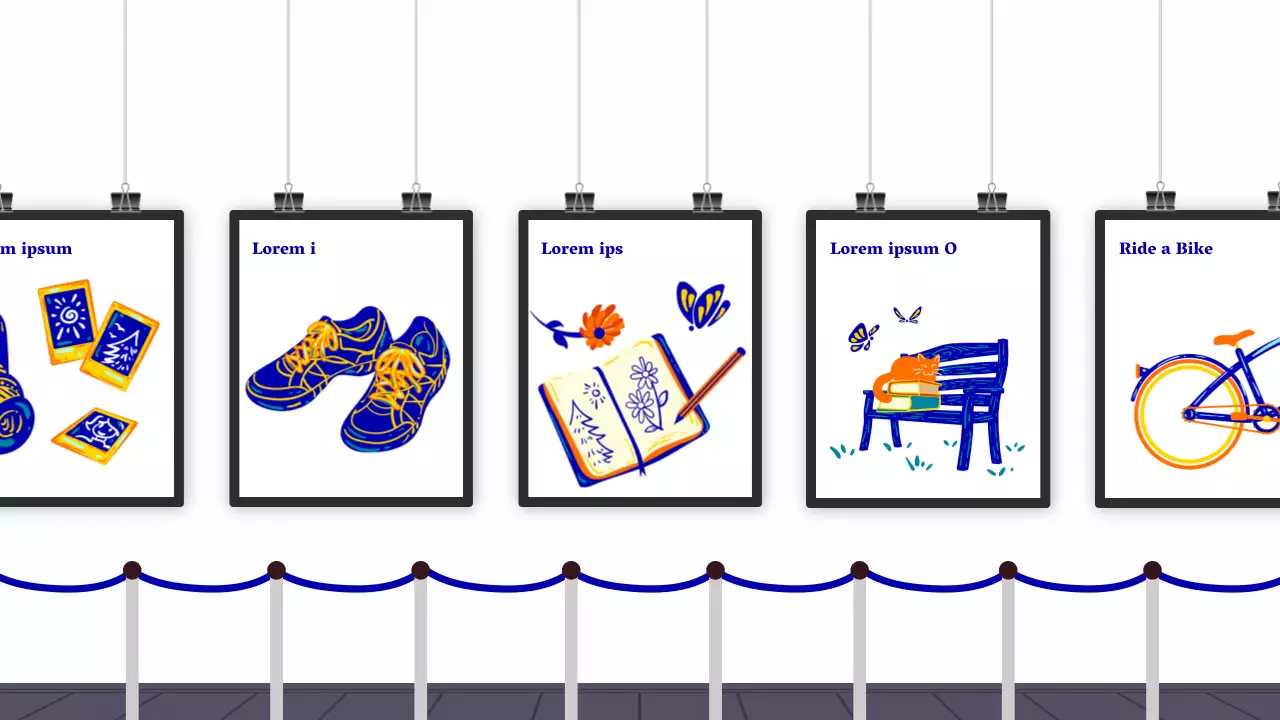 Una felice esposizione di blu e arancioni