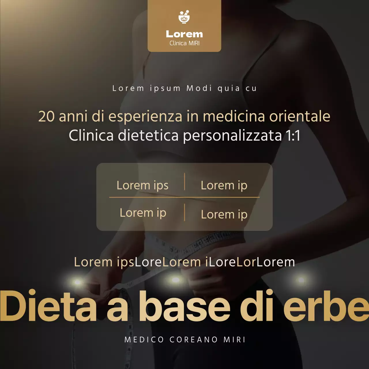 Una lussuosa pubblicità dietetica di una clinica cinese in beige e nero