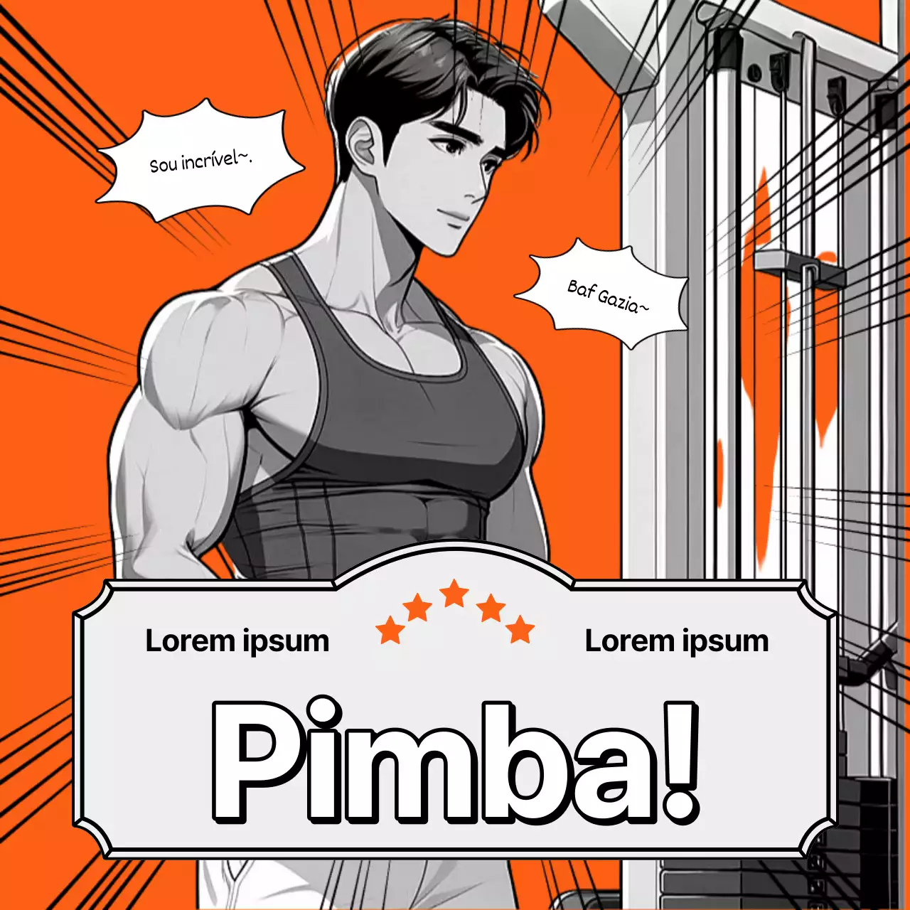 Promoção de ginásio laranja e cinzento com um ar doentio