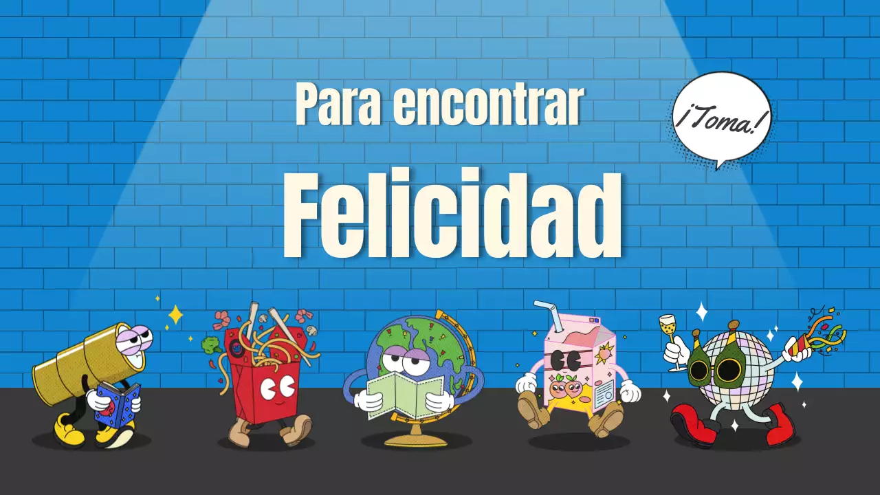 Un viaje para encontrar la felicidad en azul y naranja