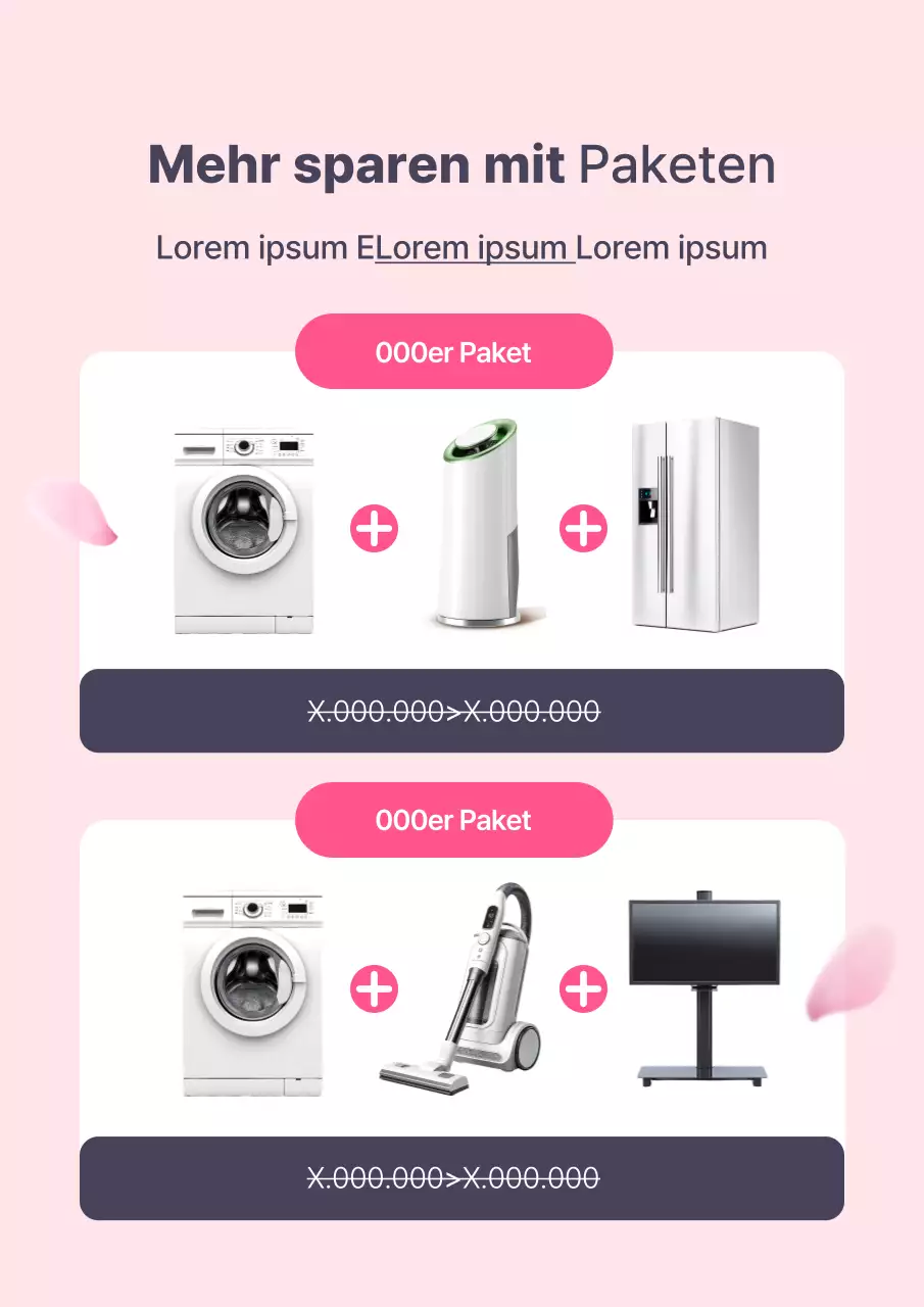 Förderung eines einfachen rosa Frühjahrsausverkaufs von Haushaltsgeräten