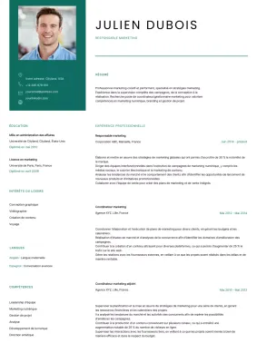 White Green Minimal Clean Professional Marketing Manager CV Resume Template