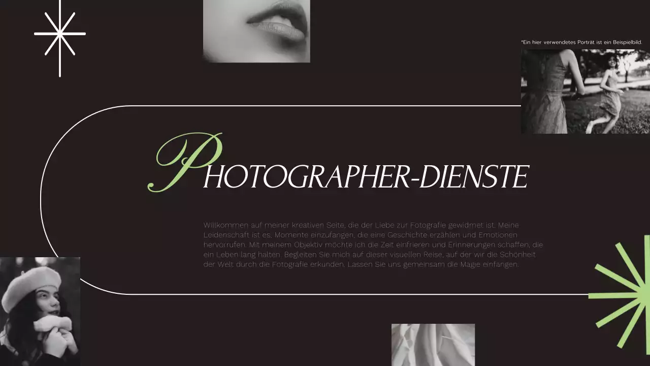 Schwarz Kalk und Weiß Modern Elegant Trend Geometrisch Fotografen Dienstleistungen Einführung des Unternehmens