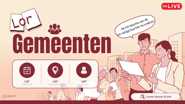 Live aankondiging van een eenvoudige oranje en bruine town hall meeting