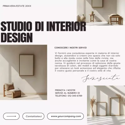 Promozione del blog dello studio di interior design moderno beige e marrone