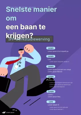 Schattige flyer voor seminar over loopbaansucces in lichtblauw en paars