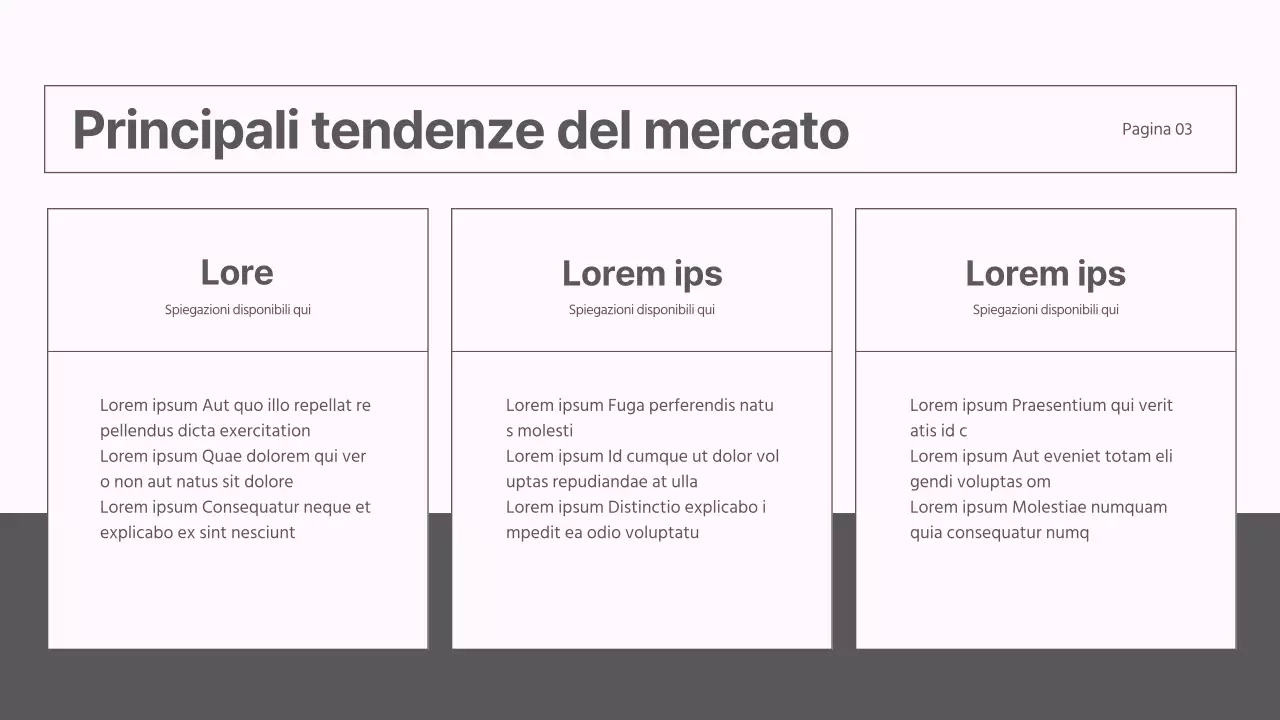 Un moderno rapporto sulla strategia di mercato in grigio e rosa