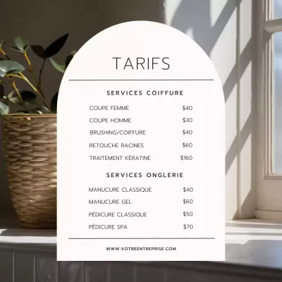 Beige and Black Minimal Beauty Studio Price List Promotion