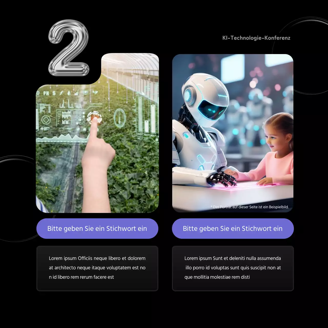 Schwarz und Lila auf einer Konferenz über künstliche Intelligenz