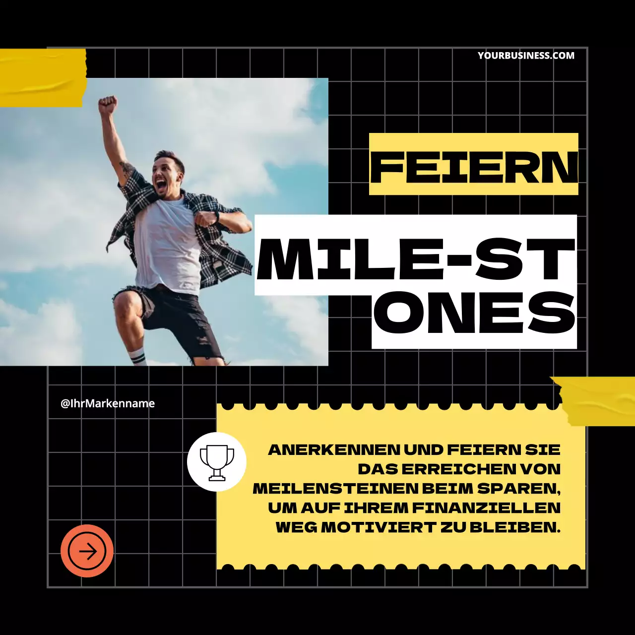 Gelb Schwarz Geometrisch Pop Tipps zur Verbesserung Ihres Sparplans Instagram-Karussell