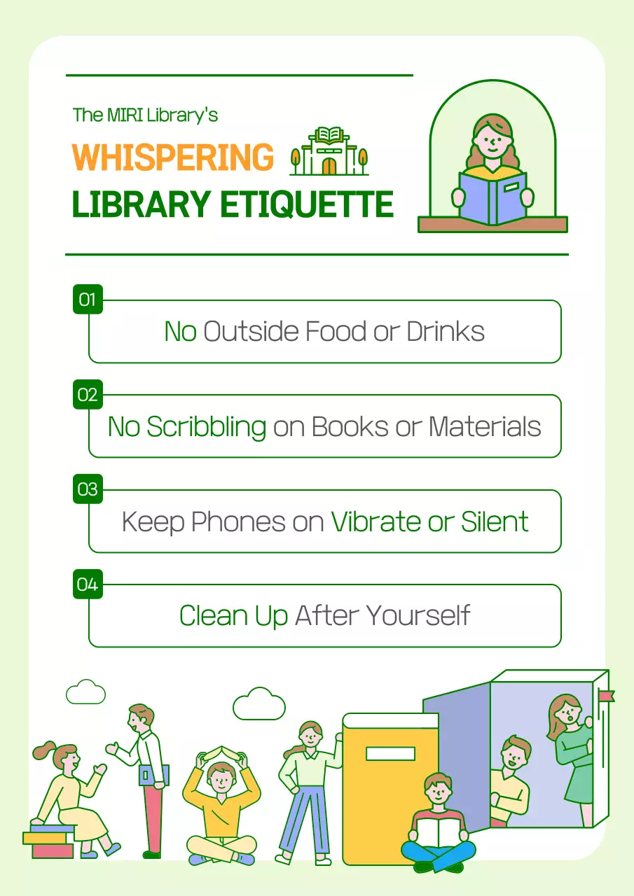 Green Simple Library Guideline Poster