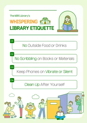 Green Simple Library Guideline Poster