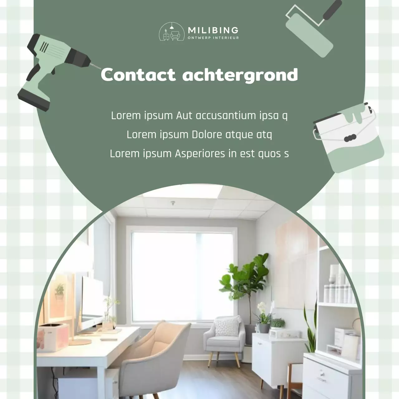 Schattige interieurbouw advertentie met mint achtergrond