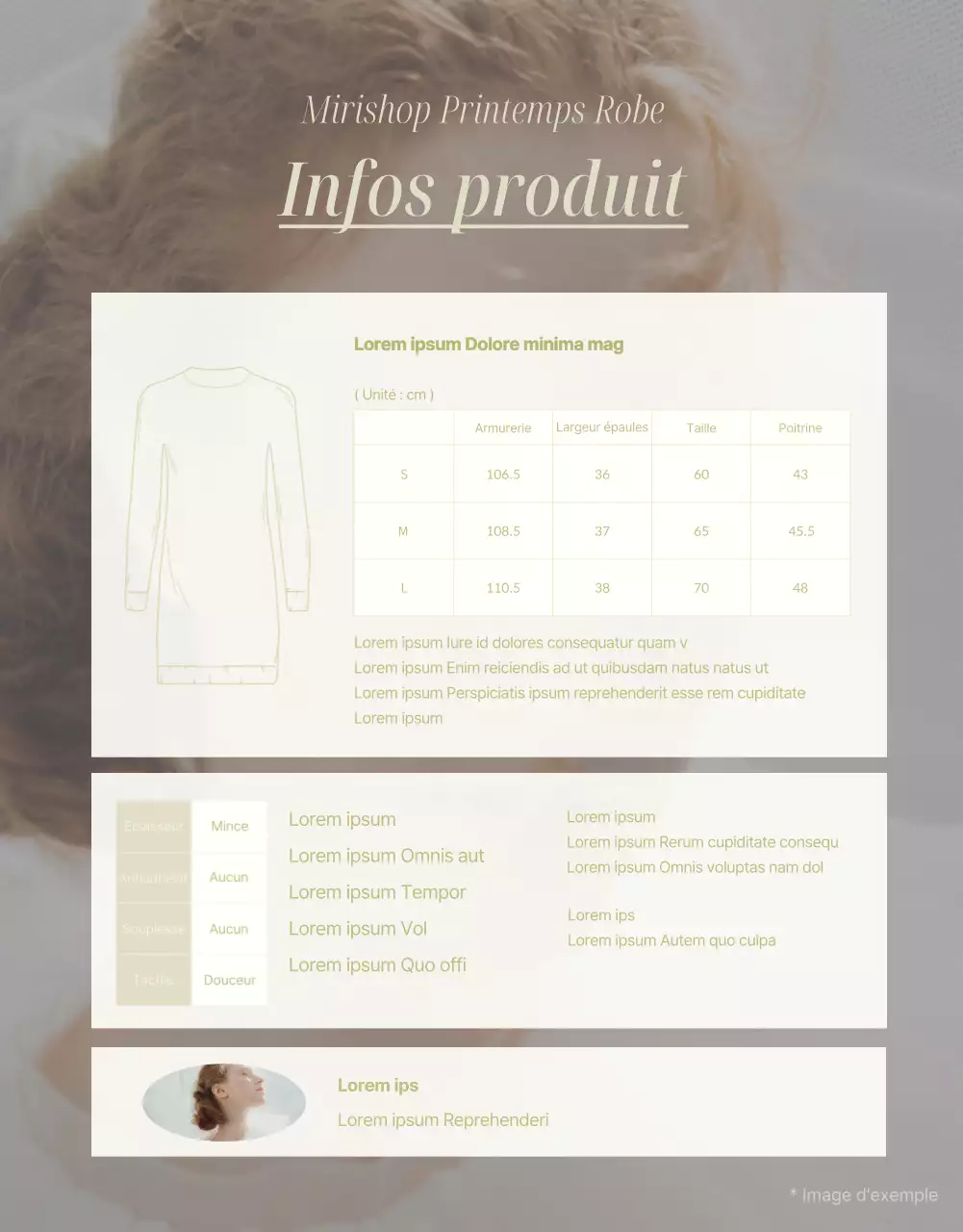 Une jolie robe de printemps en jaune et beige Détails