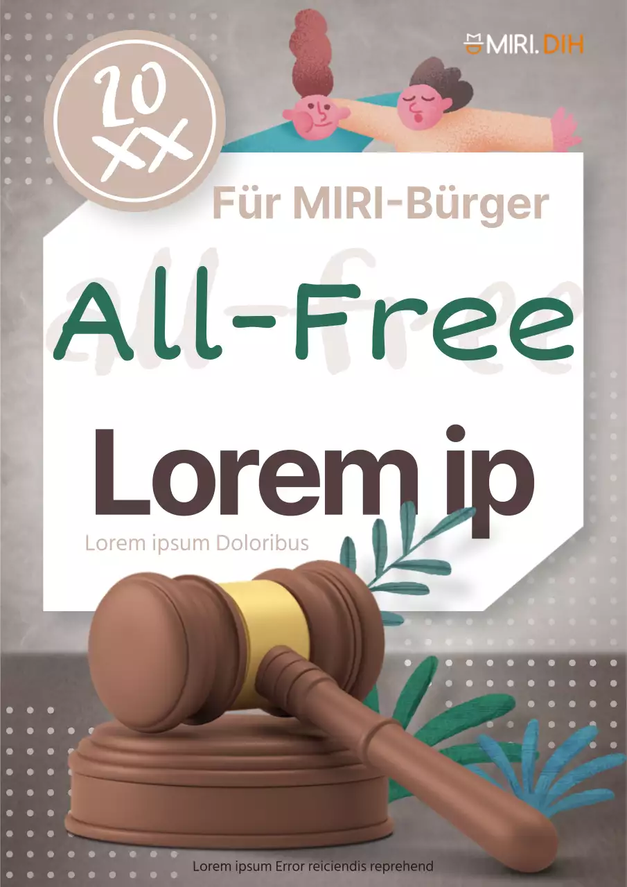 Eine braune und grüne, von Pop-Art inspirierte Rechtsberatungsanzeige