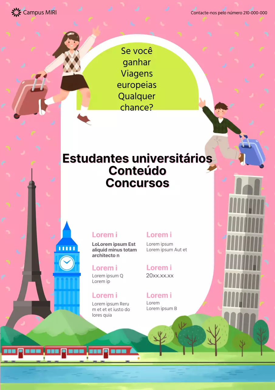 Rosa e chartreuse para um concurso de conteúdos para estudantes universitários giros