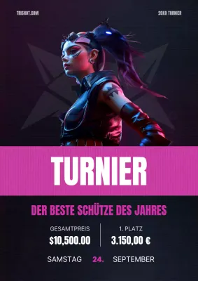 Werben Sie für ein Cyberpunk-inspiriertes Spiel-Update in Pink und Blau