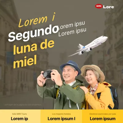 Promueva un paquete minimalista en blanco y amarillo para el viaje de los padres al extranjero