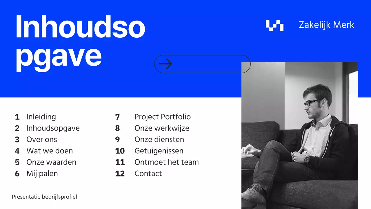 Grijs en Blauw Minimal Bedrijfsprofiel