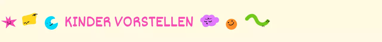 Kinderausstellungskonzept mit bunten und niedlichen Illustrationen