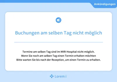 Minimalistische Krankenhausanzeige in Hellblau