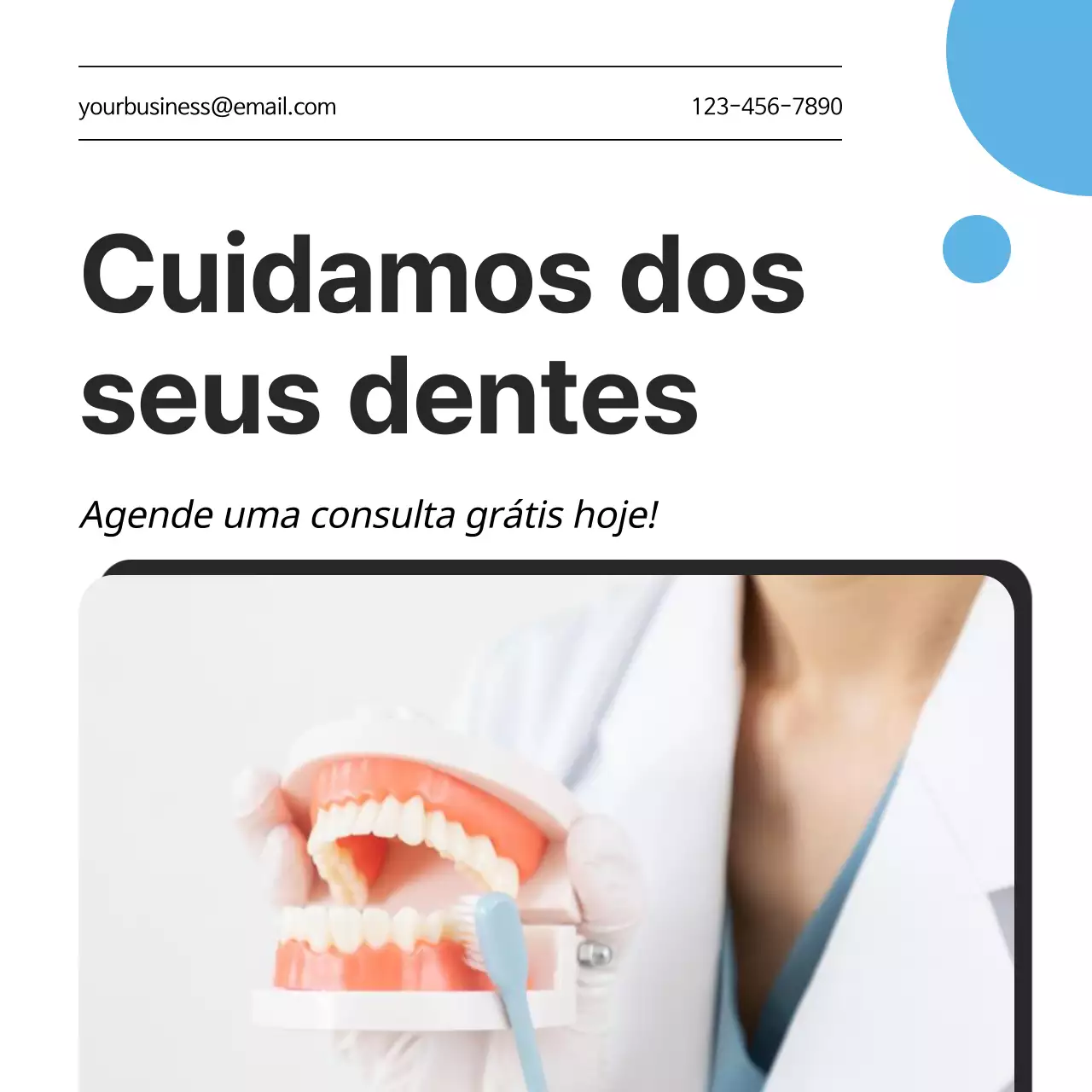Promoção comercial de cuidados dentários minimalista em branco