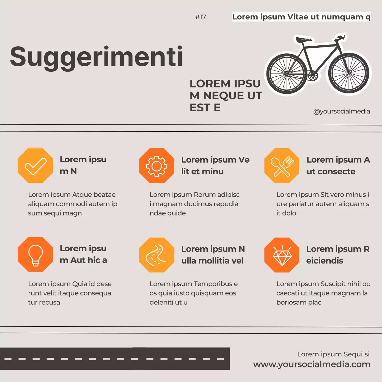 Grigio Arancio Semplici consigli minimalisti per principianti Post Instagram in bicicletta
