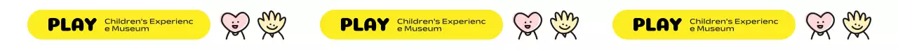 Bảo tàng trải nghiệm dễ thương dành cho trẻ em với màu vàng và các nhân vật minh họa.
