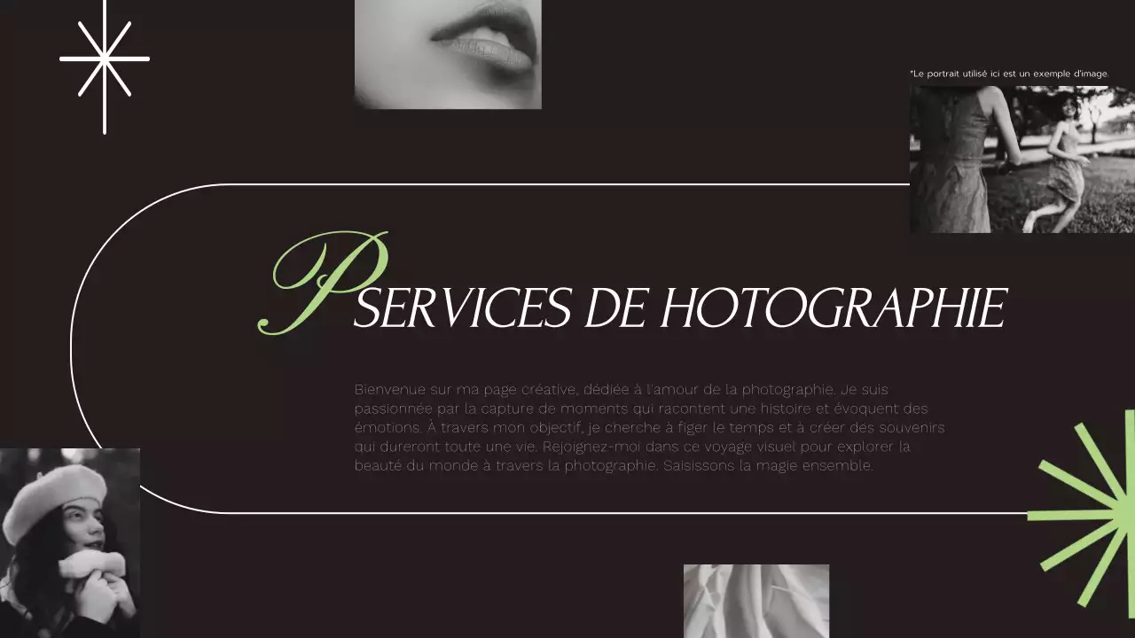 Noir Tilleul et Blanc Moderne Elégant Tendance Géométrique Services de Photographie Présentation de l'entreprise