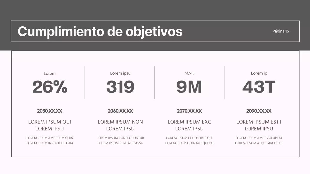 Un moderno informe de estrategia de mercado en gris y rosa