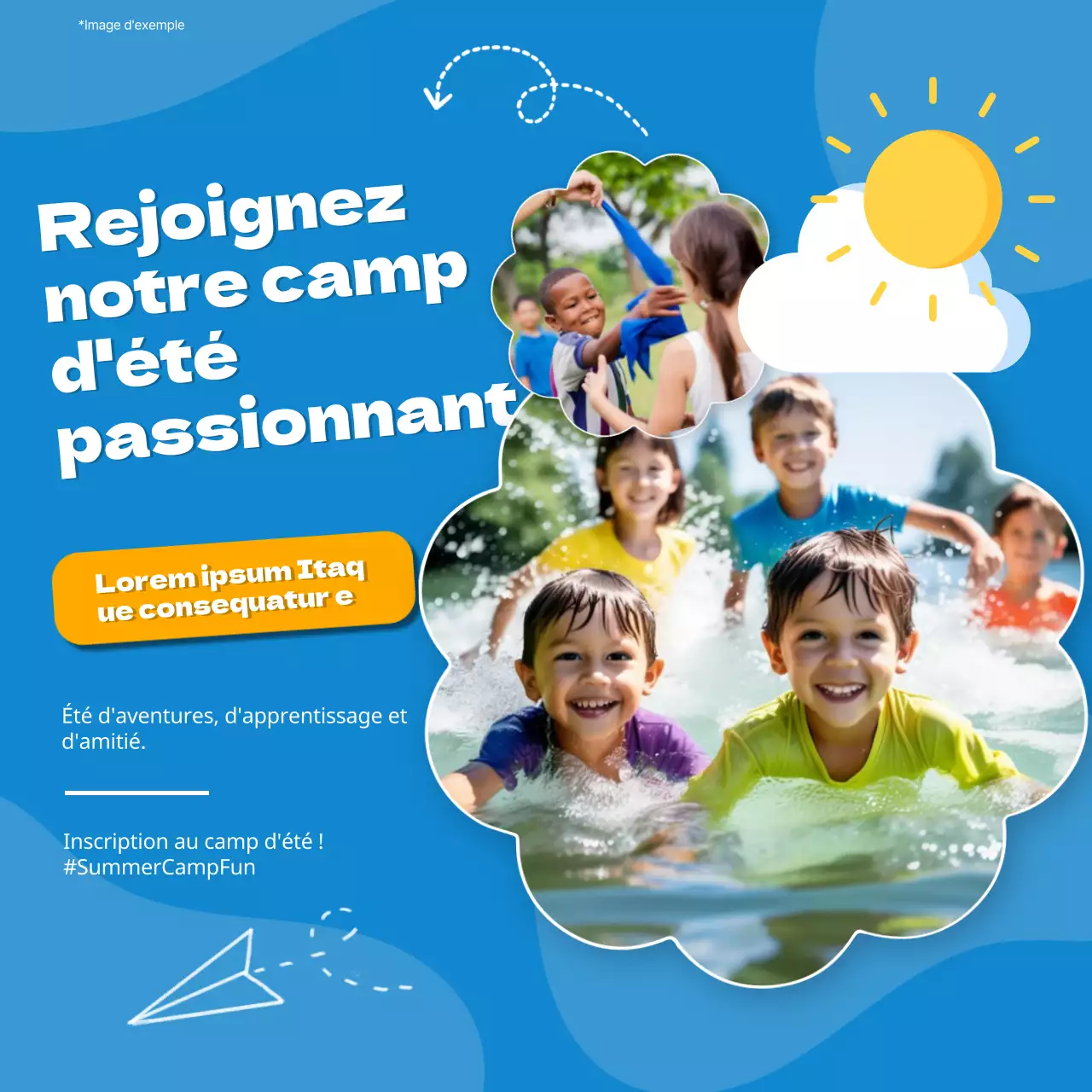 Camp d'été pour enfants en bleu et blanc Promotionnel